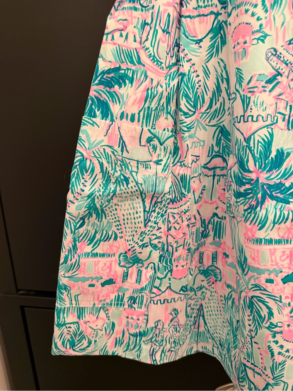 Lilly Pulitzer Pink & Teal Tropical Belted Skirt - Picture 3 of 5